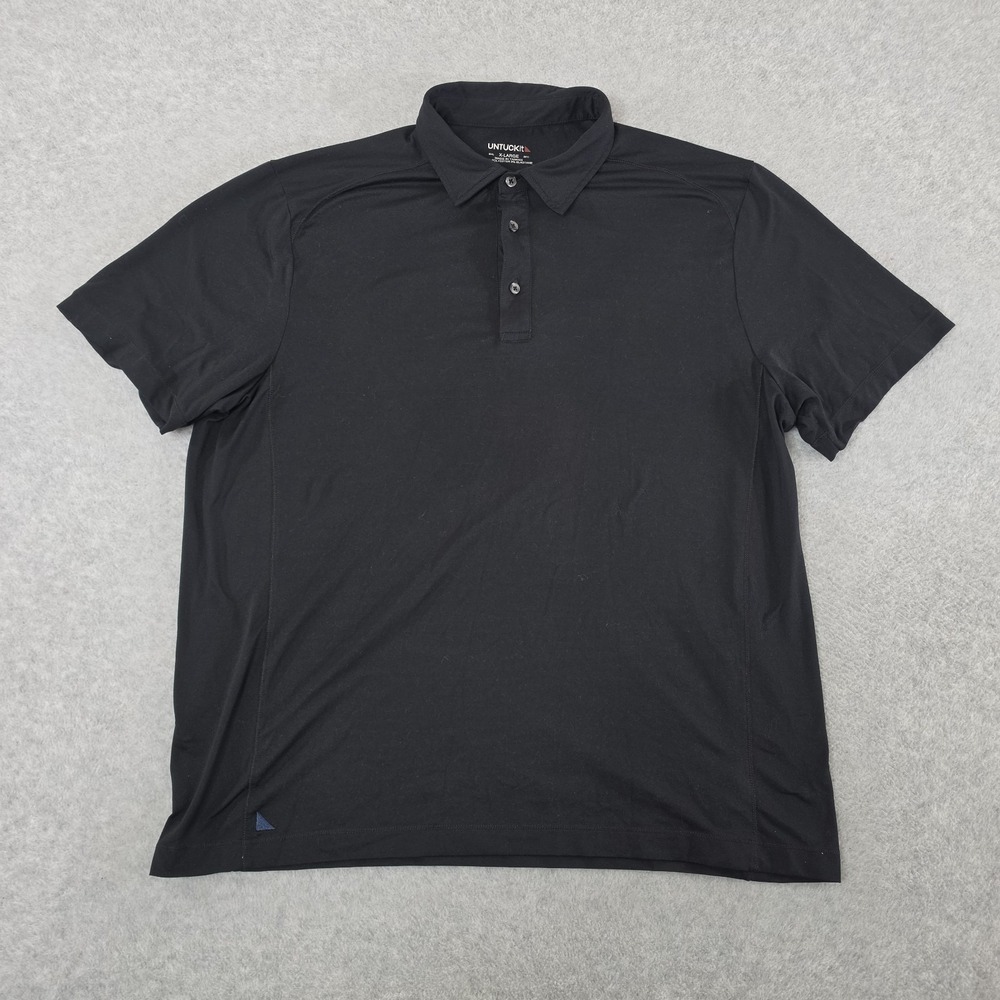 UNTUCKit Solid Black Polo Shirt Short Sleeve Men's XL Performance Golf Preppy